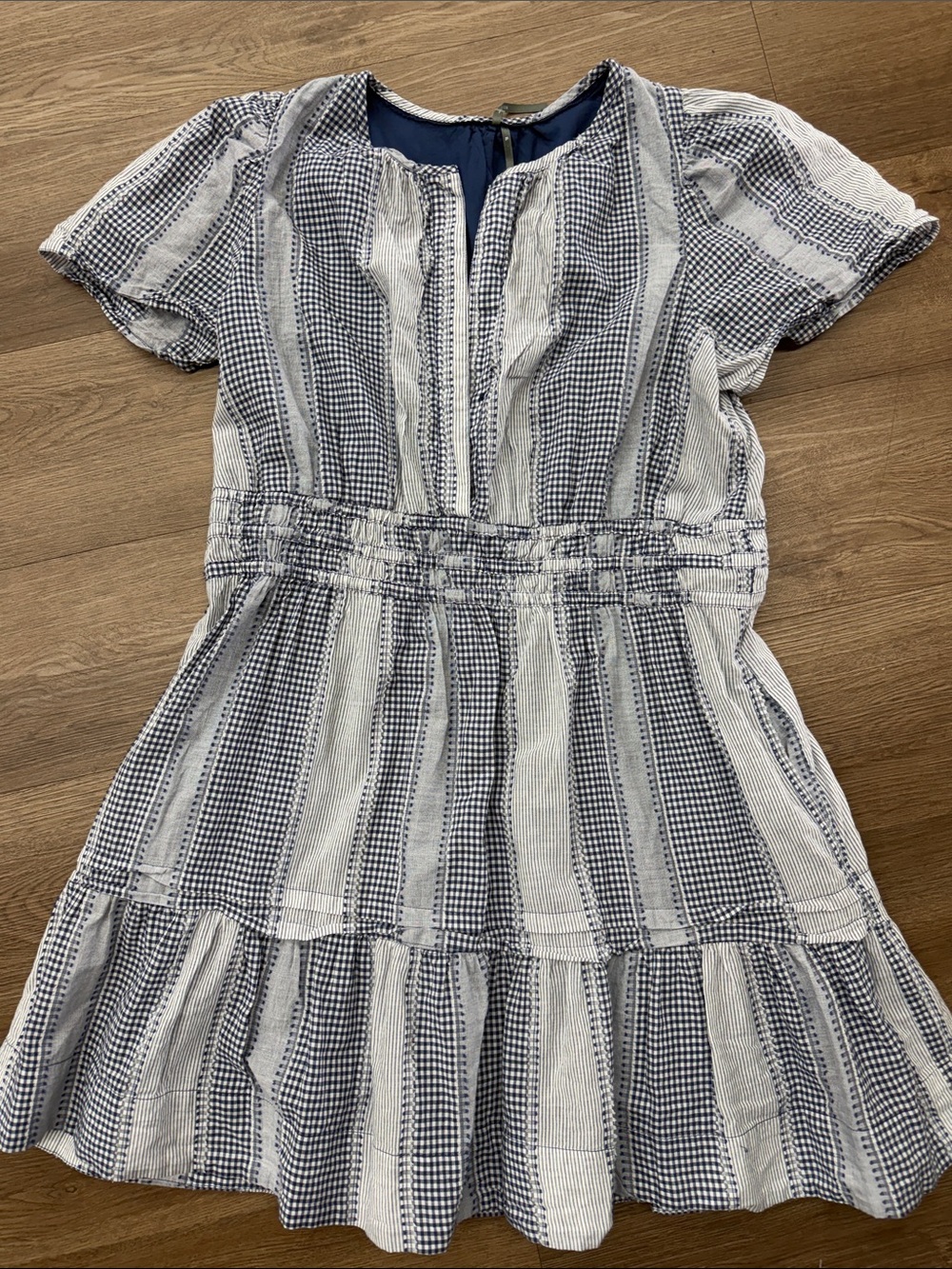 Anthropologie Gingham Somerset Mini Dress Sz Xl